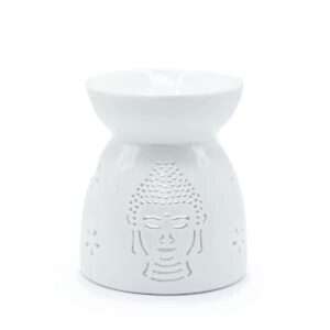 Quemador de Aceite con Recorte de Buda – Blanco