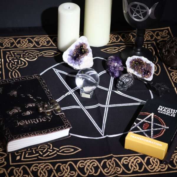 Mantel de altar esotérico con flecos - Pentágono - Imagen 3