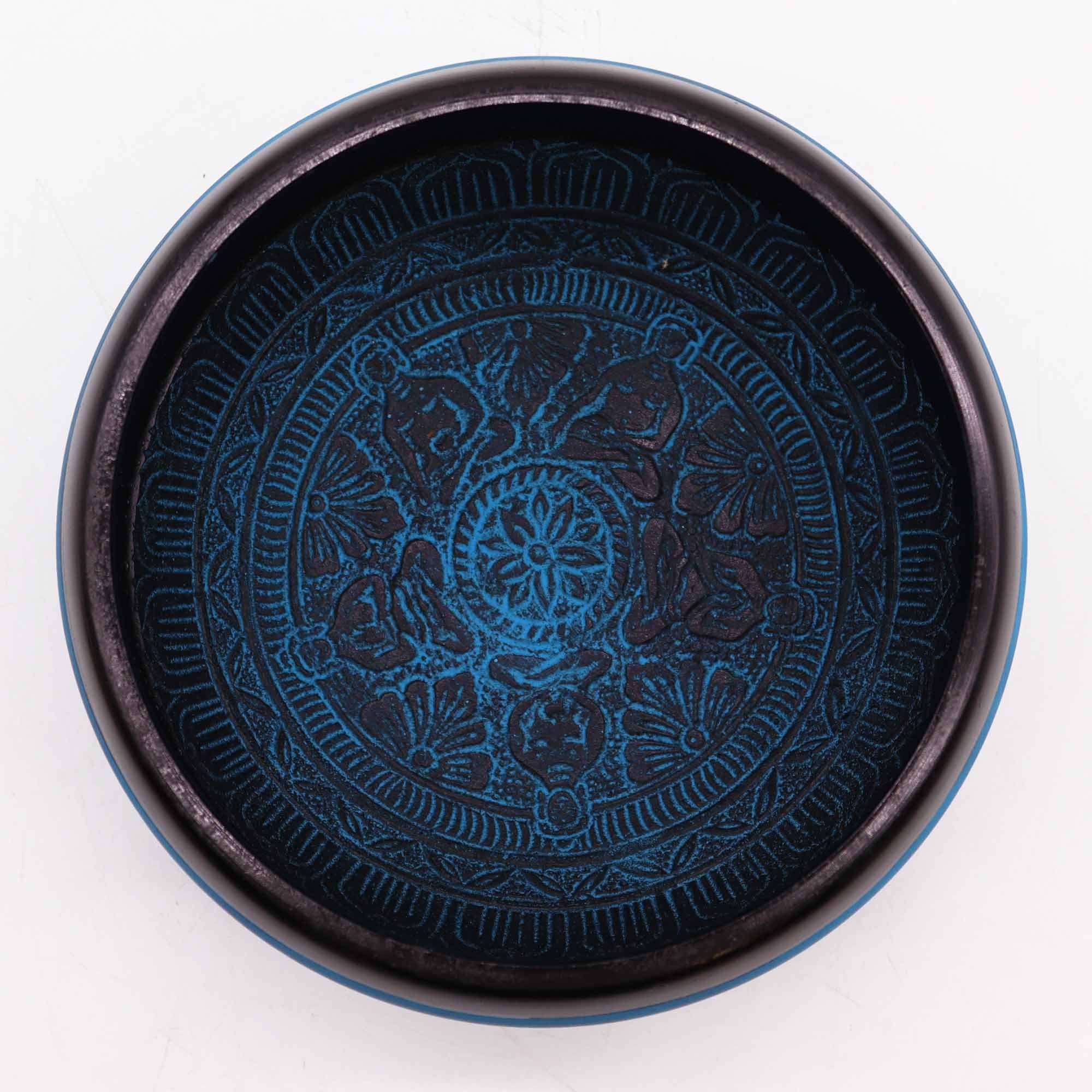 Cuenco tibetano Earth Powder - Cinco Budas Mantra Azul - 16 cm - Imagen 3