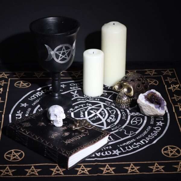 Mantel de altar esotérico con flecos - Vida Muerte Renacimiento - Imagen 3