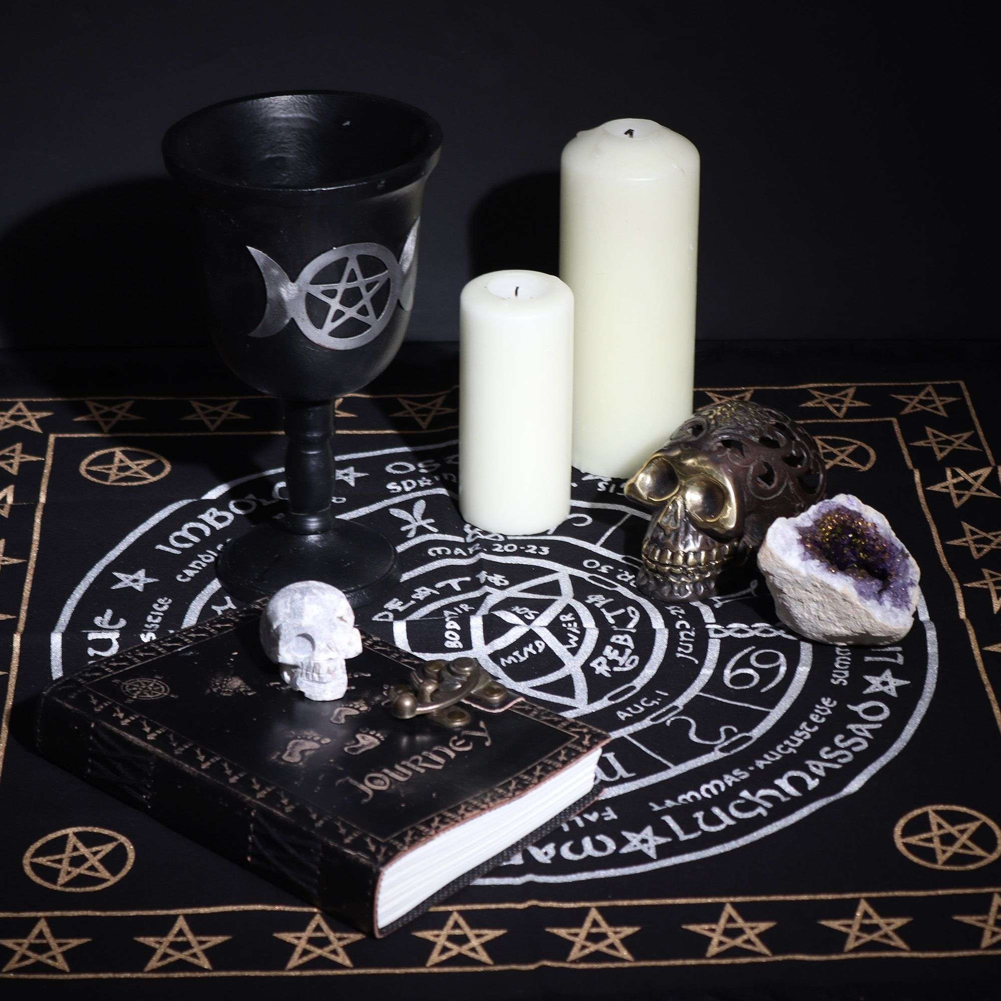 Mantel de altar esotérico con flecos - Vida Muerte Renacimiento - Imagen 3
