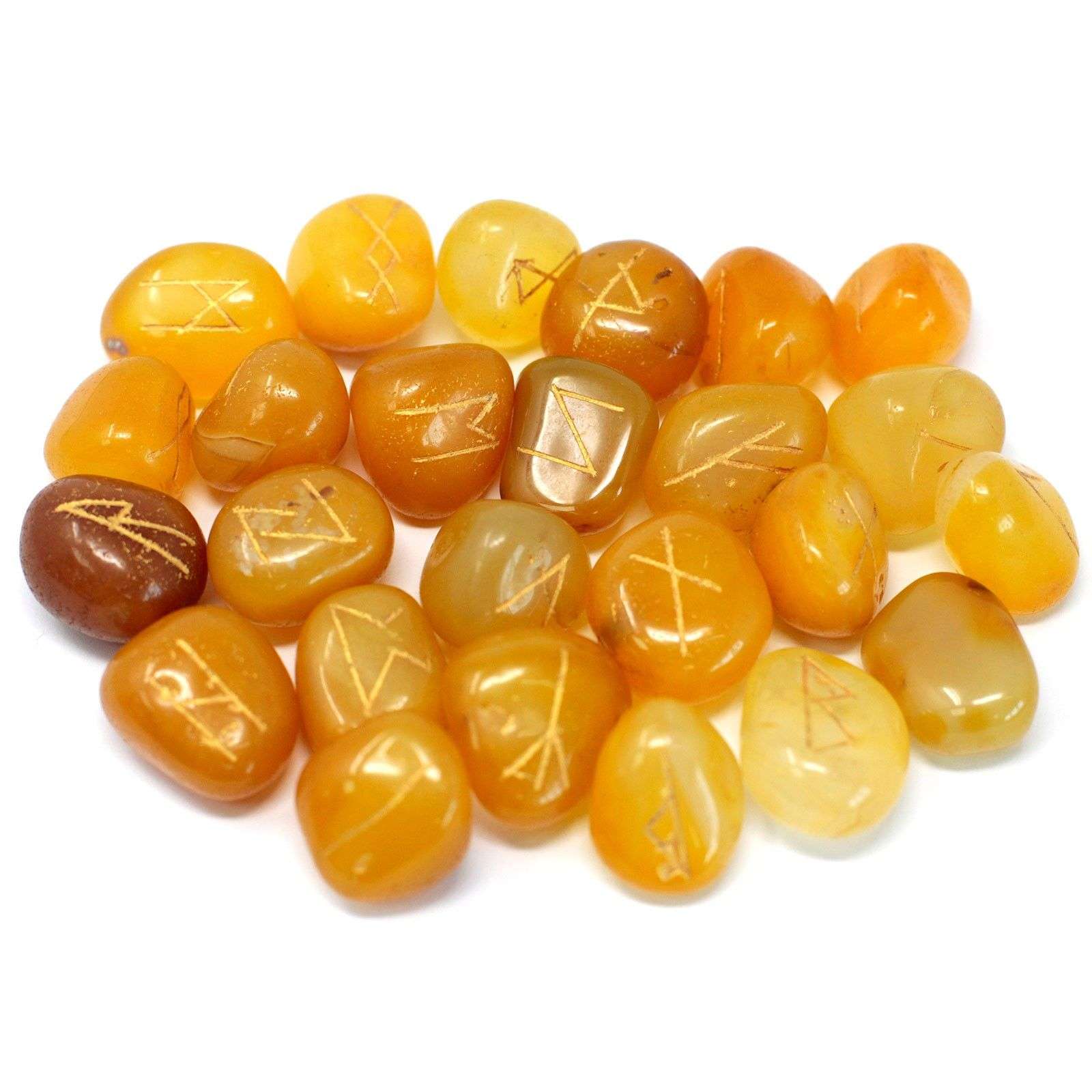 Conjunto de Piedras Runas en Bolsa- Onix Amarillo - Imagen 2