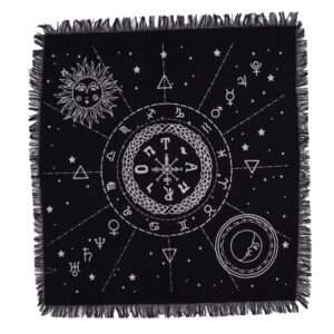 Mantel de altar esotérico con flecos - Carta Lunar y Solar