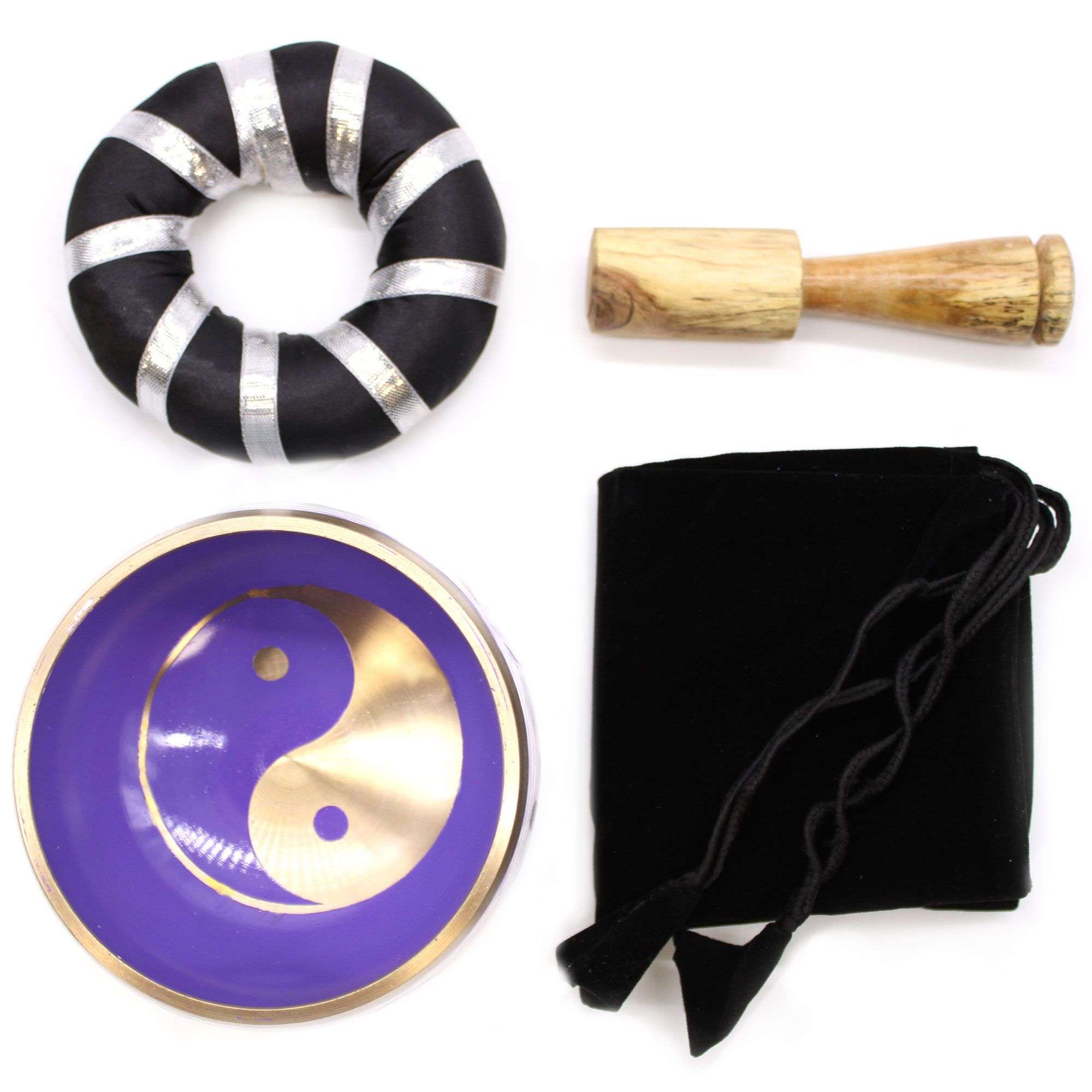 Juego de Cuenco Tibetano - Yin & Yang - Blanco/Morado 10,7 cm - Imagen 4