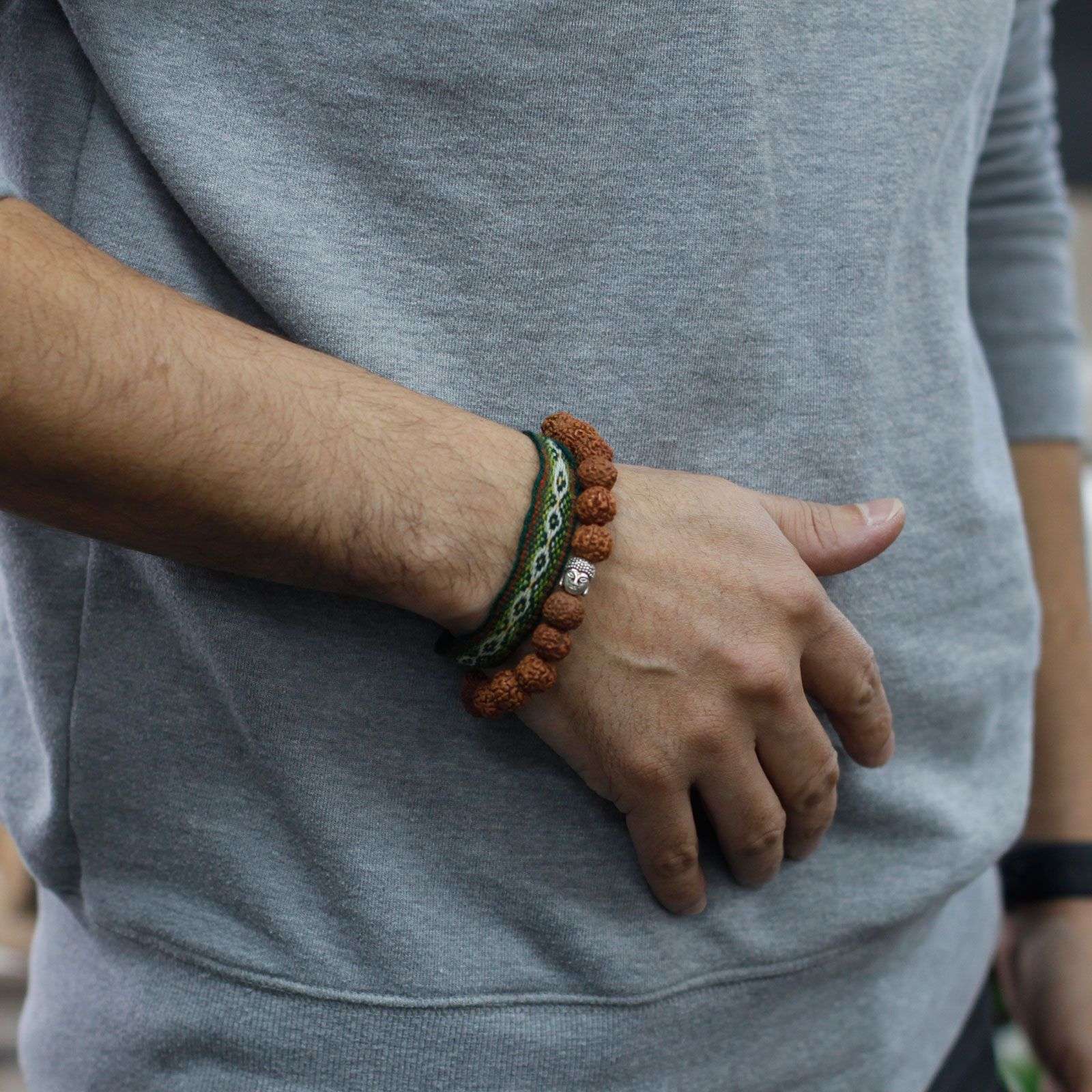 Rudraksha Brazalete de Buda Japa Mala - Marron - Imagen 5