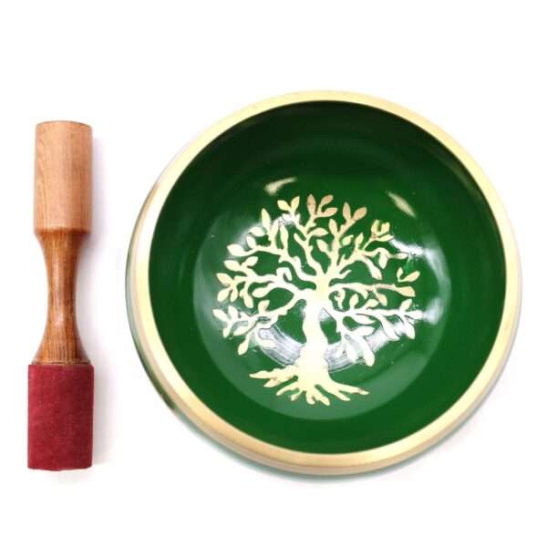 Juego de Cuenco Tibetano Lrg - Árbol de la vida - Verde 14cm - Imagen 2
