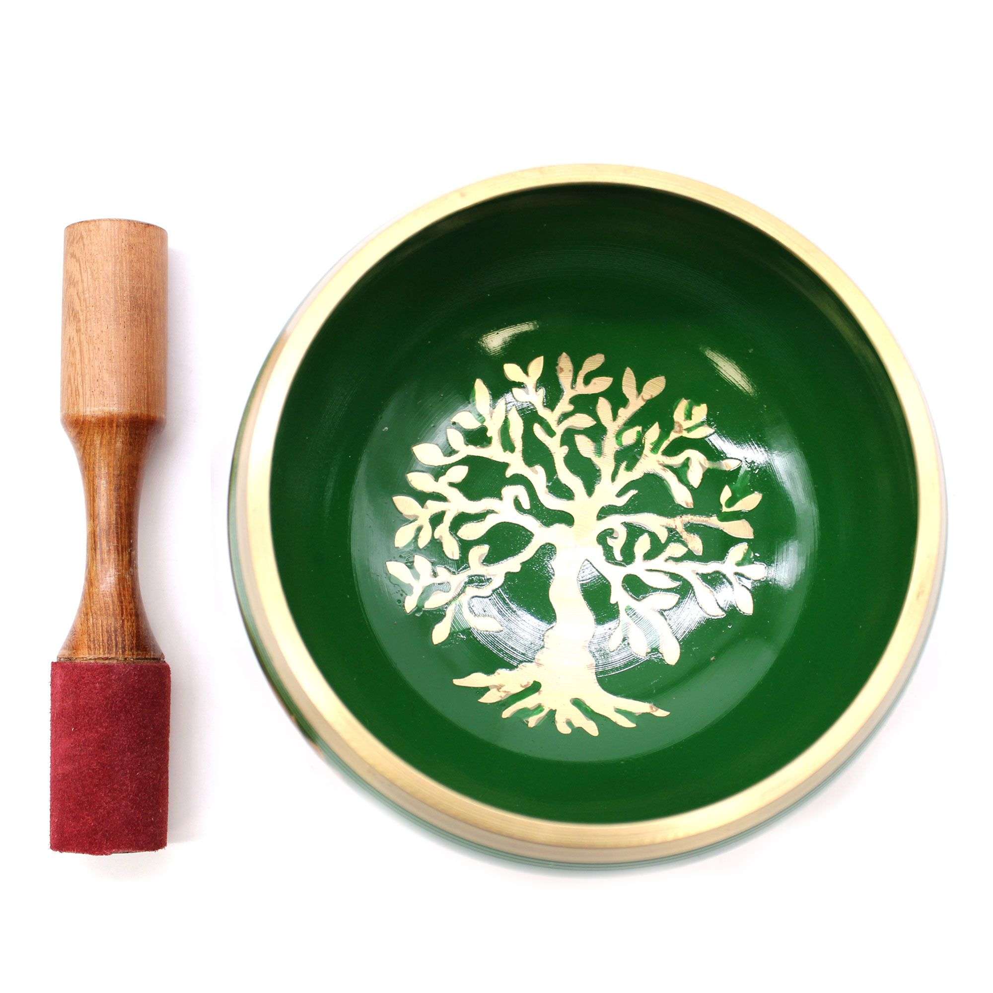 Juego de Cuenco Tibetano Lrg - Árbol de la vida - Verde 14cm - Imagen 2
