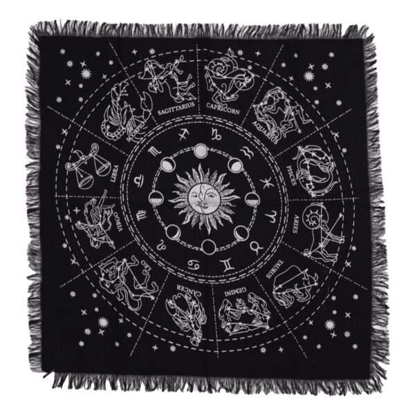 Mantel de altar esotérico con flecos - Horóscopo