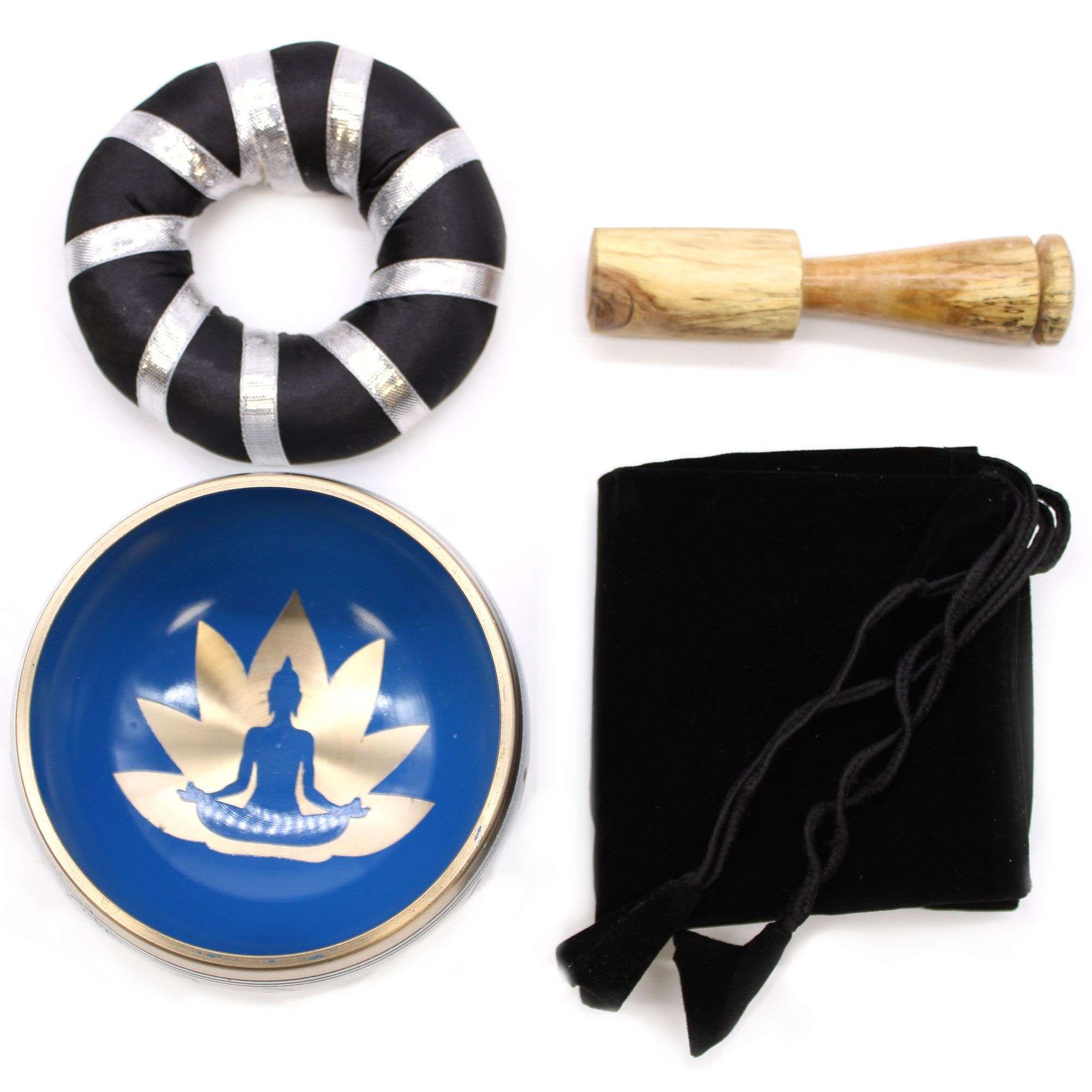 Juego de Cuenco Tibetano - Movimientos de Yoga - Blanco/Azul 10,7 cm - Imagen 5
