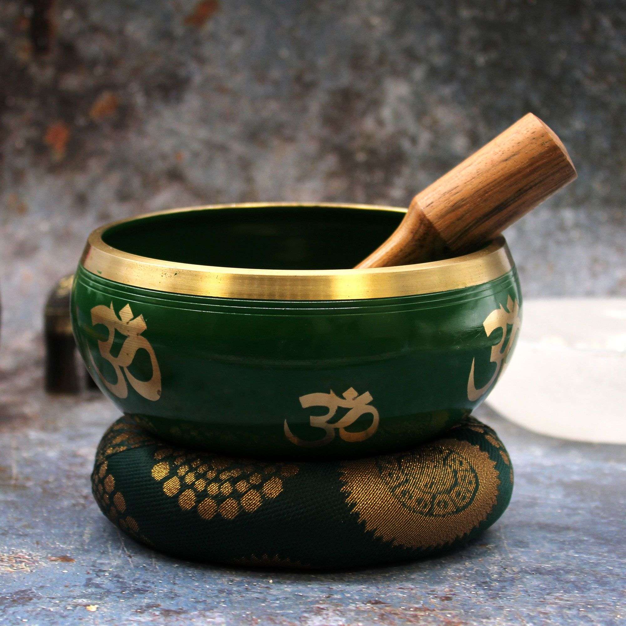 Juego de Cuenco Tibetano Lrg - Árbol de la vida - Verde 14cm - Imagen 4