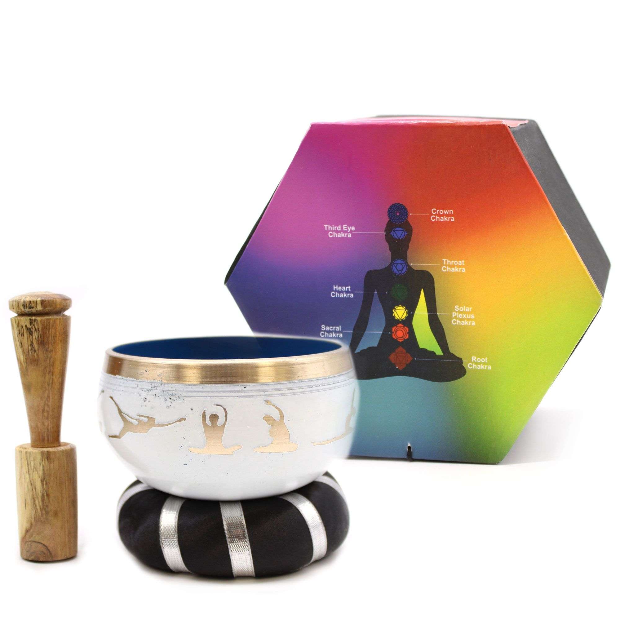 Juego de Cuenco Tibetano - Movimientos de Yoga - Blanco/Azul 10,7 cm - Imagen 6