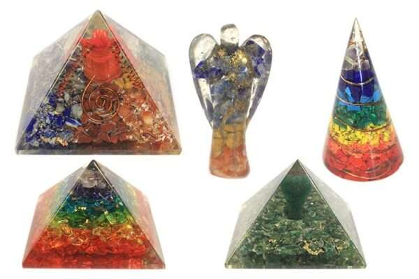 Pirámide de Orgonita Lrg 70mm - Gemas Chakra - Flor de la Vida de los Siete Chakras- 70 mm - Imagen 2