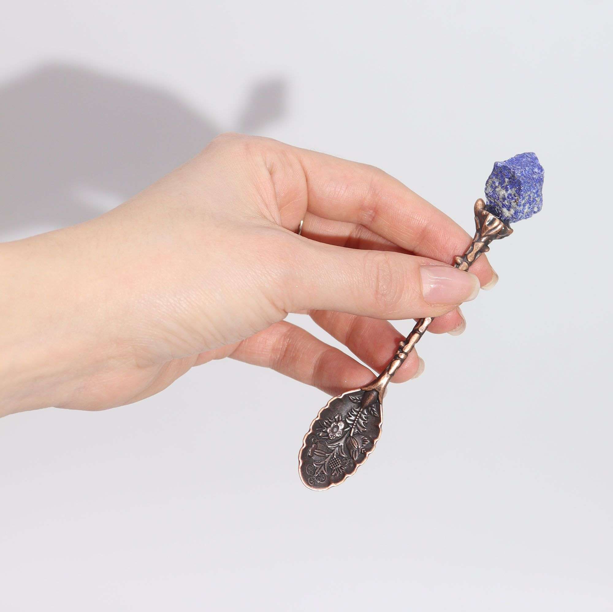 Set de 7 Cucharas de Bruja de Cristal con Piedra Preciosa de Bronce - Imagen 4