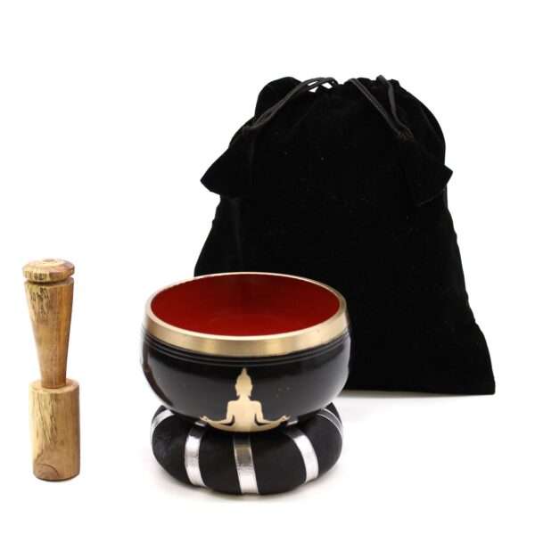 Juego de Cuenco Tibetano - Buda - Negro/Naranja 10,7 cm - Imagen 2