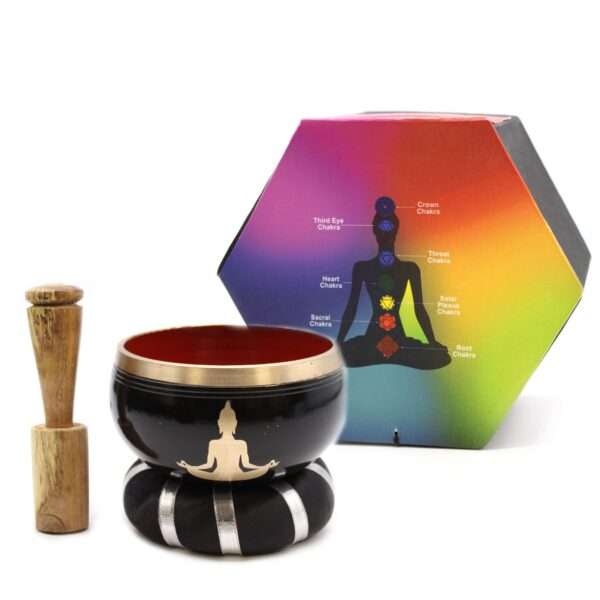 Juego de Cuenco Tibetano - Buda - Negro/Naranja 10,7 cm - Imagen 7