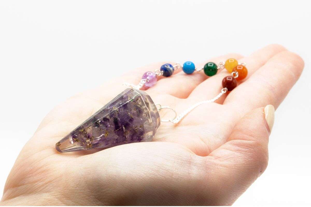 Péndulo del chakra del poder de orgonita - Amatista - Imagen 2