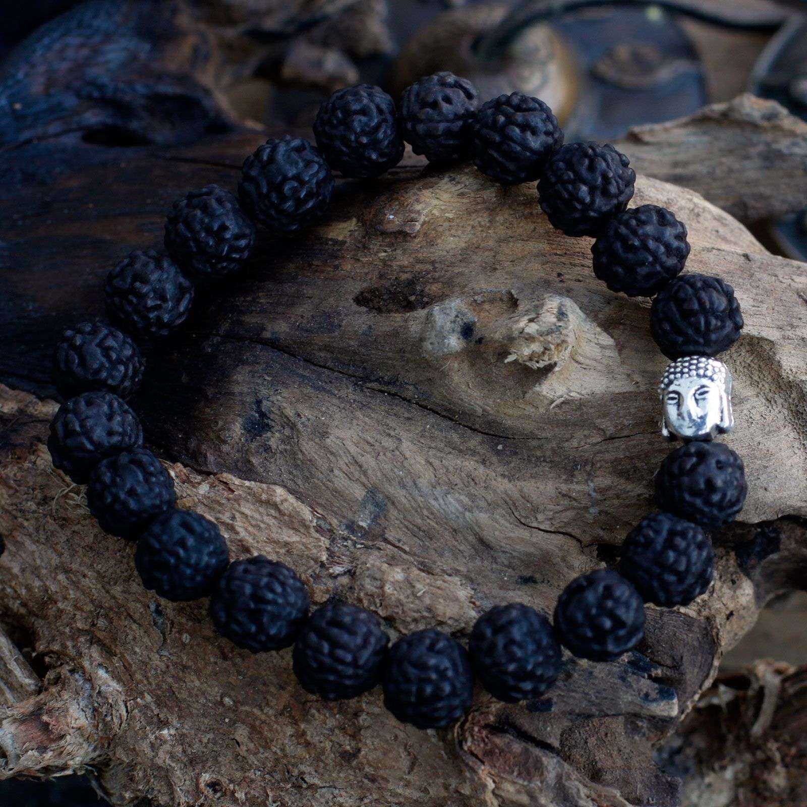 Rudraksha Brazalete de Buda Japa Mala - Oscuro - Imagen 2