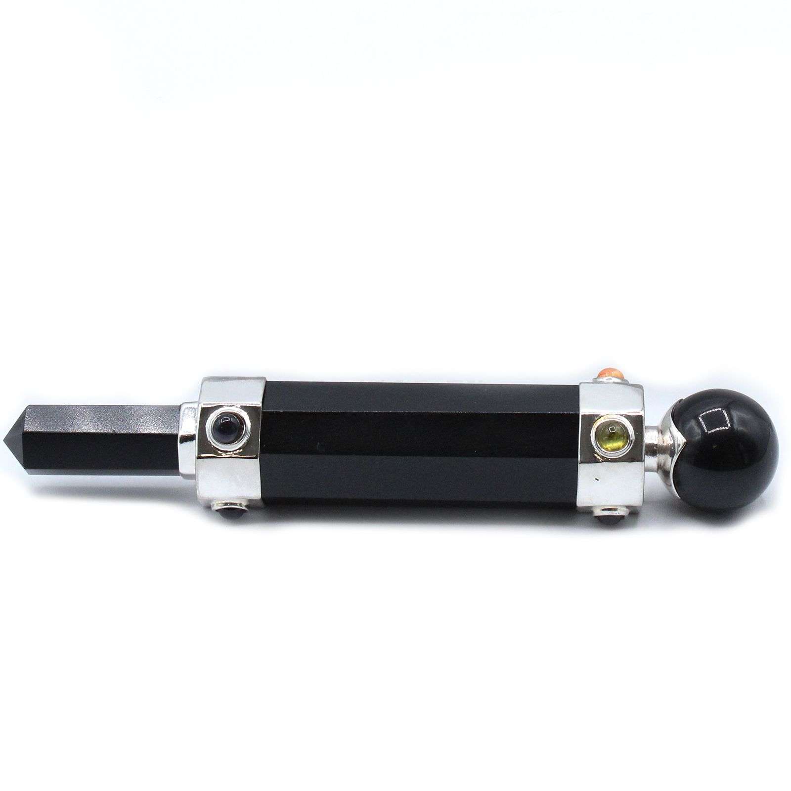Varita Curativa de Cristal Hexagonal - 12 cm - Ágata Negra - Imagen 2