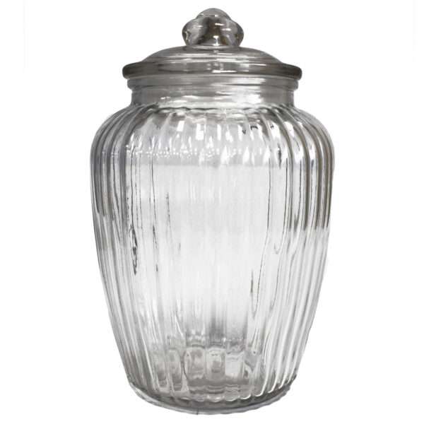 Bote de cristal acanalado forma calabaza grande con tapa