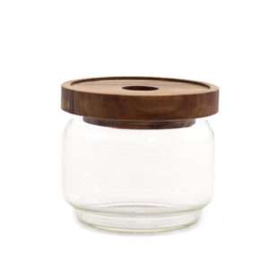 Tarro de cristal transparente con tapa de bambú – 7 cm