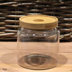 Bote de cristal con tapa de bambú – 10 cm (500 ml)