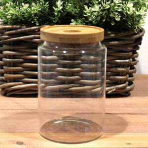Bote de cristal con tapa de bambú – 15 cm (850 ml)