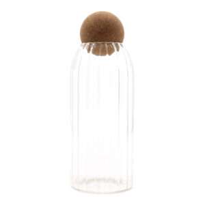 Tarro de cristal acanalado con bola de corcho – 20 cm