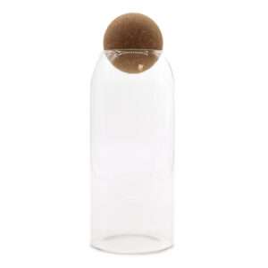 Tarro de cristal transparente con bola de corcho – 20 cm