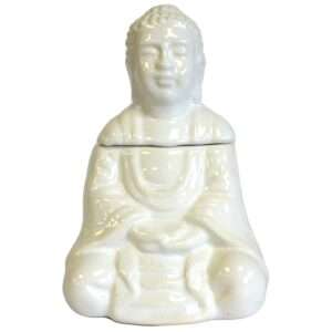 Quemador de Aceite Buda Sentado – Blanco