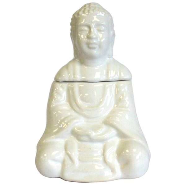 Quemador de Aceite Buda Sentado – Blanco