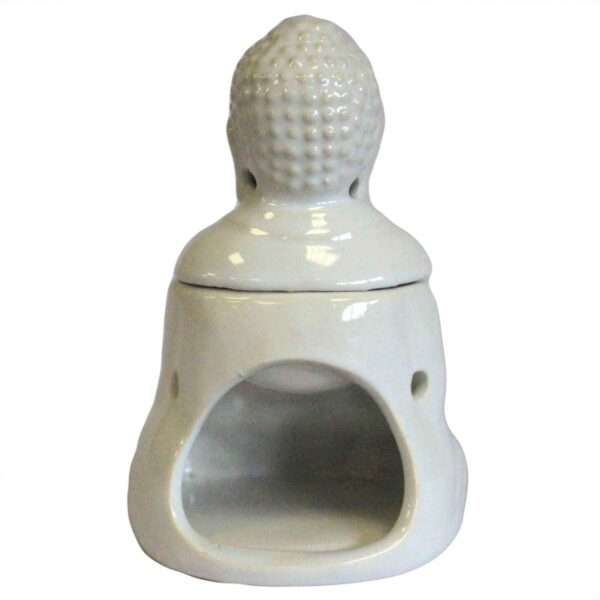 Quemador de Aceite Buda Sentado – Blanco - Imagen 3