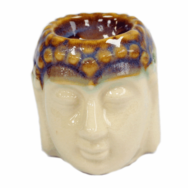 Quemador de Aceite Buda Cara – Marfil y Azul