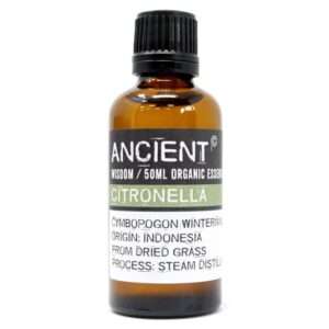 Aceite Esencial Orgánico de Citronela – 50 ml (frasco de vidrio ámbar)