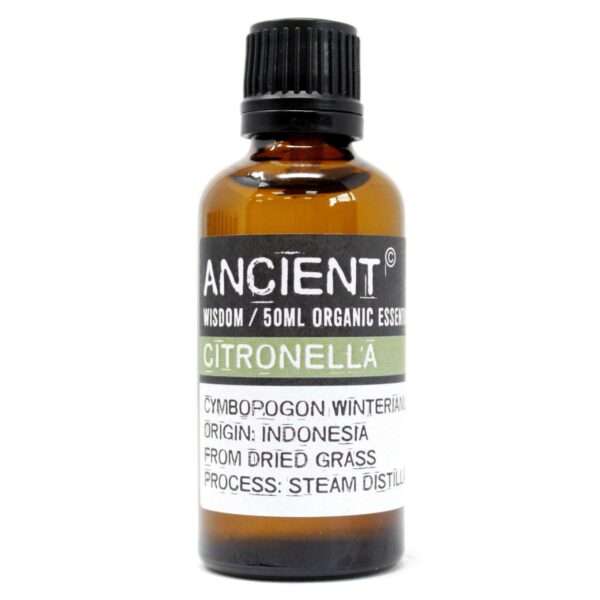 Aceite Esencial Orgánico de Citronela – 50 ml (frasco de vidrio ámbar)