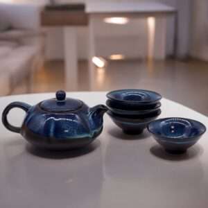 Set de Tetera Tonos Azules – Tetera & Cuatro Tazas