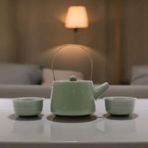Set de Tetera Verde – Tetera y Dos Tazas
