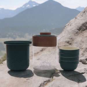 Set de Tetera Viaje Montaña – Tetera y Cuatro Tazas – Estuche de Viaje