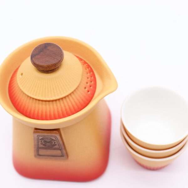 Juego de Tetera Temple y Tres Tazas – Tierra Naranja - Imagen 2
