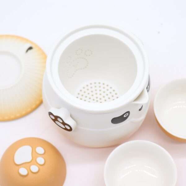 Juego de Tetera Panda y Tres Tazas – Naranja - Imagen 2