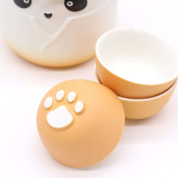 Juego de Tetera Panda y Tres Tazas – Naranja - Imagen 3