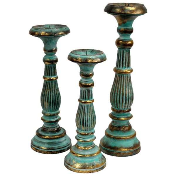 Soporte de velas medianas - Turquois Gold - Imagen 2